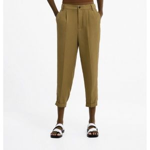 ZARA Camel Pants with Turned-up Hem